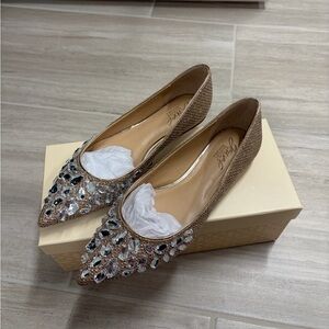 Jewel Badgley Mischka Gold Crystal Flats